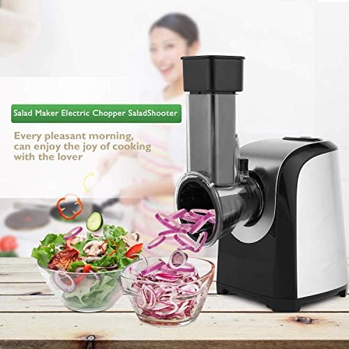 Meykey Râpe Légumes Électrique, Fresh Express 150W, 5 Cônes, Argent Noir