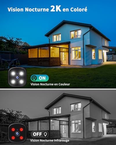 Caméra de Surveillance Solaire 4G LTE, 180° Extérieure, Blanc