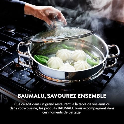 Baumalu Couscoussier Induction, Acier Inox, Ø24cm, 9L, Couvercle Verre
