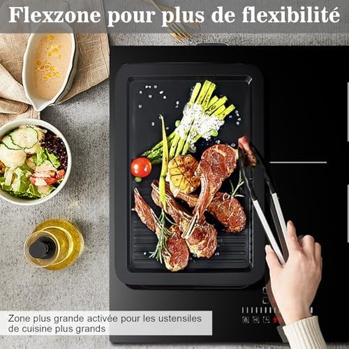 Plaque Induction 3 Feux avec Zone Flexible, 6800W, Commande Tactile
