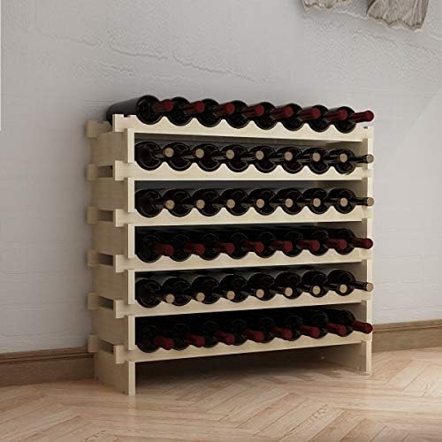 Casier à Vin en Bois Range Bouteille Vin, 6 Étagères, Naturel