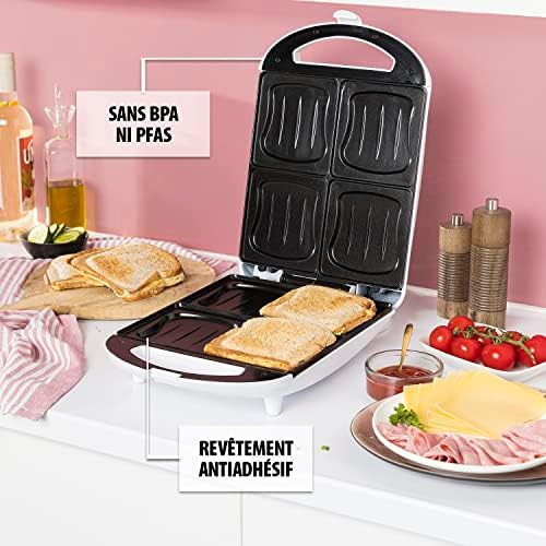 Tristar Appareil à Croque-Monsieur SA-3065, 4 Sandwiches, Revêtement Antiadhésif, 1300W