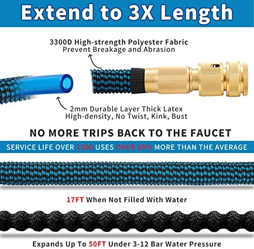 Tuyau d'Arrosage Extensible 30m avec Buse 10 Fonctions, Extra Résistant 3750D