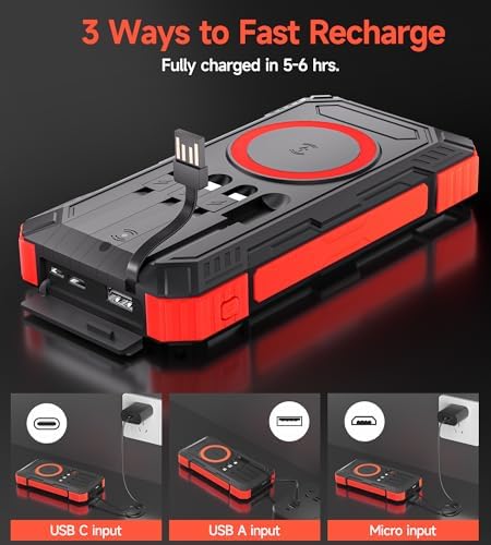 Batterie Externe Solaire 56800 mAh, Chargeur Solaire Étanche avec 5 Sorties et Lampe de Poche