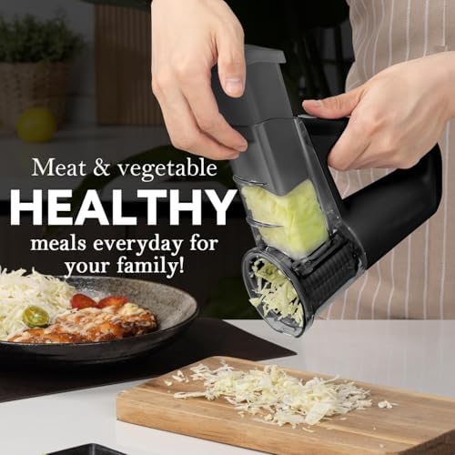 EASCANDY Trancheuse à Légumes Électrique CD039, 4 Lames Interchangeables, Sans Fil, Noir