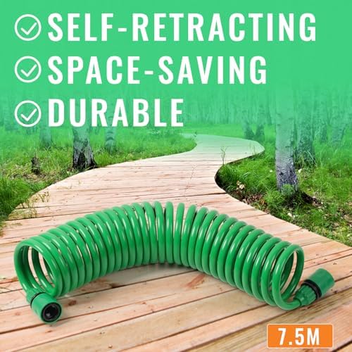 Tuyau d'Arrosage Extensible 7,5m avec Pistolet 8 Fonctions, Caoutchouc Vinyle