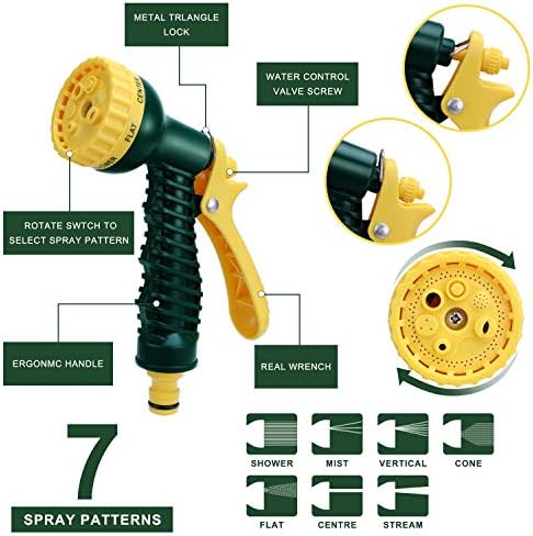 Tuyau d'Arrosage Extensible 15m avec Pistolet Multifonctionnel, Vert