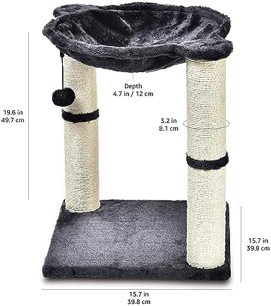 Tour Arbre à Chat avec Hamac Douillet et Griffoir, Gris 41 x 51 x 41 cm