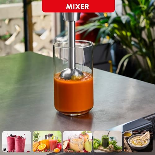 Moulinex Mixeur Plongeant InfinyForce Pro 1200W, Lames Powelix, 5 Fonctions, Noir et Inox