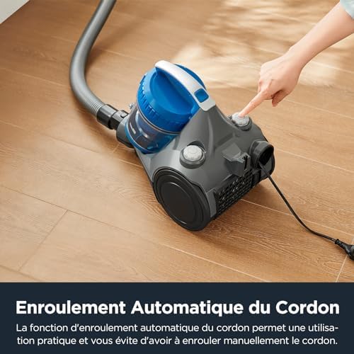 EUREKA Aspirateur Traîneau WhirlWind, 700W, Cyclonique, 1.5L, Bleu