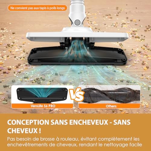 VersLife Aspirateur Balai sans Fil S6PRO, Puissant 30Kpa, 30 Min d'Autonomie, 4 en 1