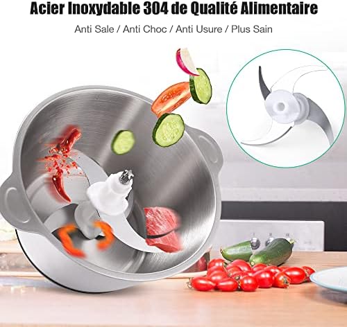 homeasy Hachoir Électrique 350W, Modèle HE-06-1, Bol Acier Inox 2L, 4 Lames Amovibles