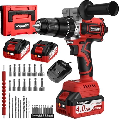 SundpeyPRO Perceuse Visseuse Sans Fil 21V, 120Nm Max, Brushless, 2 Batteries 4.0Ah