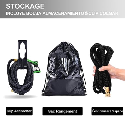 Tuyau d'Arrosage Extensible 15m, Flexible et Léger, Noir