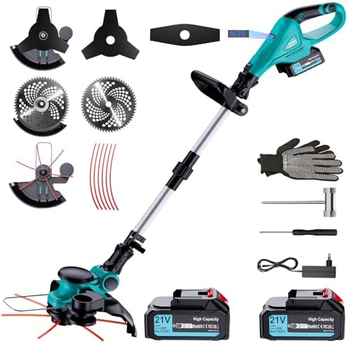 Coupe Bordure sans Fil 21V, Debroussailleuse Electrique 3-en-1 avec Moteur sans Balai