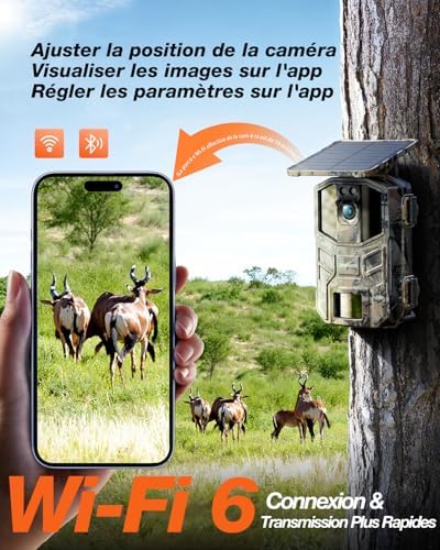 Caméra de Chasse Solaire 4K 64MP, Vision Nocturne, Étanche IP66