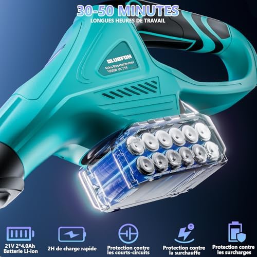 Coupe Bordure sans Fil 21V, Debroussailleuse Electrique 3-en-1 avec Moteur sans Balai