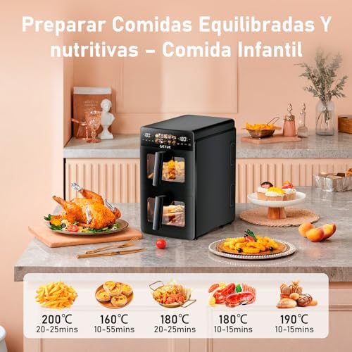 Air fryer 10L avec double compartiment et puissance exceptionnelle pour une cuisson saine
