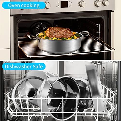 Batterie de Cuisine Inox 3 Couches, 7 Pièces, Tous Feux Induction, Argent