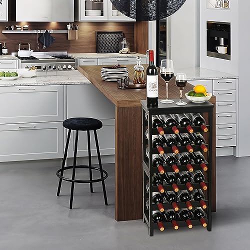 Étagère à Vin en Bambou Range Bouteille Vin, 24 Bouteilles, Noir