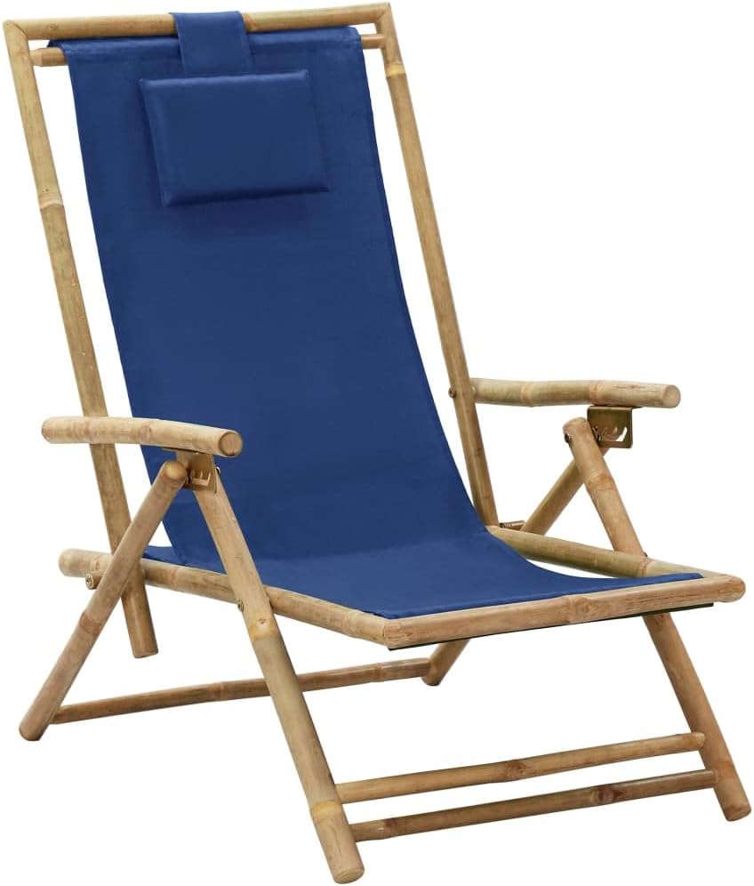 Fauteuil de Jardin Pliable - Bleu Marine - Bambou