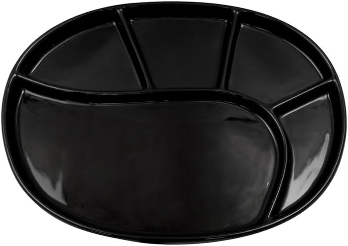 Assiette à Fondue - 5 Compartiments - Céramique Noire Brillante