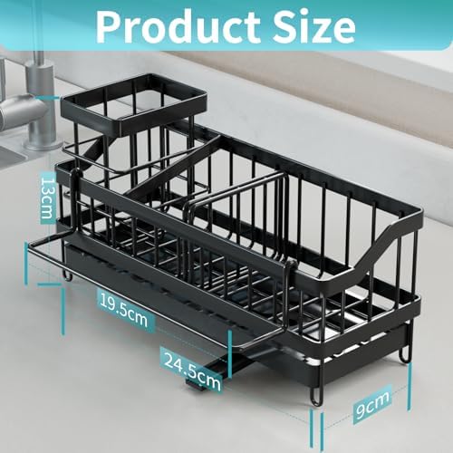Égouttoir en Acier Inoxydable Organisateur sous évier, Foncé, 24.5x9x13 cm