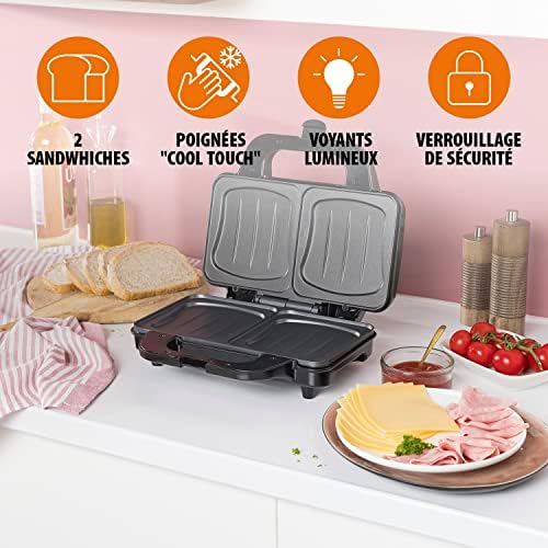 Tristar Appareil à Croque-Monsieur SA-3060, 900W, Plaques Extra-Profondes, Noir
