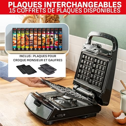 Tefal Appareil à Croque Monsieur SW853D12, Plaques Antiadhésives, Nettoyage Facile