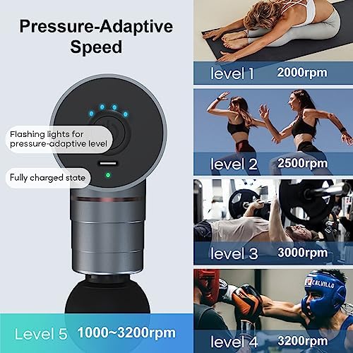 arboleaf Pistolet de Massage Musculaire, Mini, Silencieux 3200 rpm, 0,47 kg, 5 Vitesses