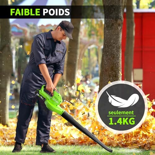 SEYVUM Souffleur de Feuilles sans Fil, Modèle RLBBM10, 3 Vitesses, Léger 1,4kg