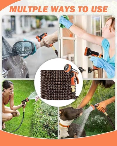 Tuyau Arrosage Extensible 150FT/45M avec 10 Modes, Noir et Orange