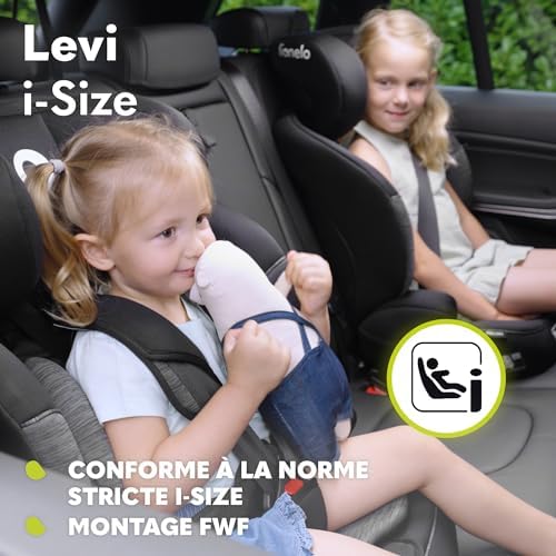 Lionelo Siège Auto Isofix Levi One, 9-36 kg, Protection Latérale, Appui-tête Réglable, Gris-Noir