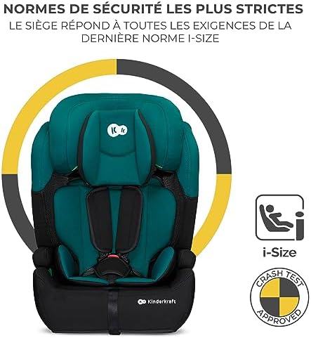 Kinderkraft Siège Auto i-Size COMFORT UP, Groupe 1/2/3, 9-36 kg, Vert