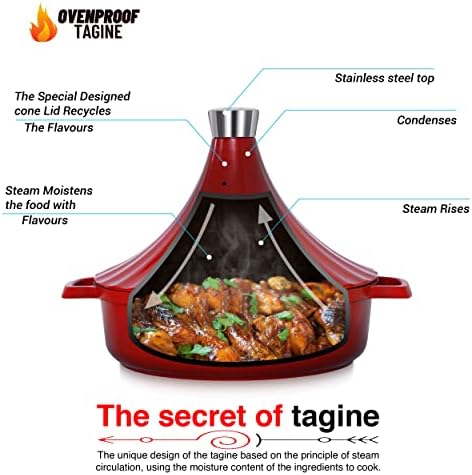 INTIGNIS Tajine Marocain 28 cm avec Couvercle Auto-Arrosant, 4.2L, Antiadhésif
