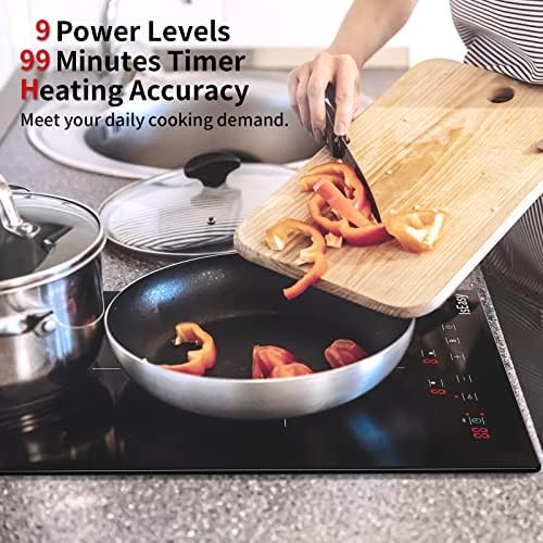 Plaque Induction 2 Feux, Double Plaque de Cuisson Électrique 3400W, Verre Céramique