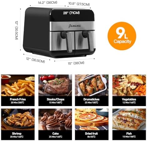 Friteuse à air puissante et rapide avec grande capacité et sécurité avancée