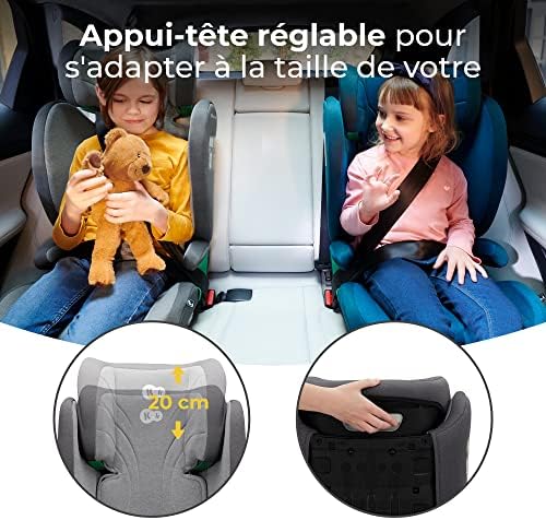 Kinderkraft Siège Auto Isofix JUNIOR FIX i-Size, Groupe 2/3, 100-150 cm, Gris
