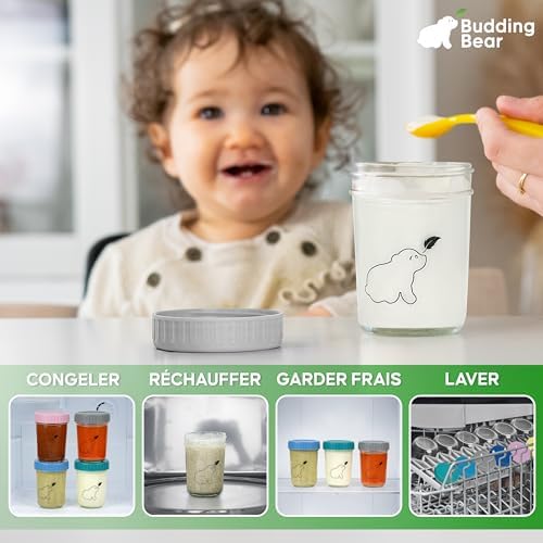 Pots de Conservation en Verre 240ml, Petit Pot en Verre Réutilisable, Lot de 6, Sans BPA
