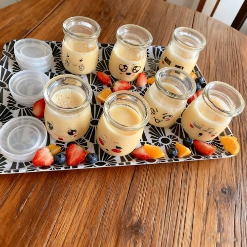 Pot de Yaourt en Verre 100ml avec Couvercle Hermétique, Petit Pot en Verre pour Multicuiseur
