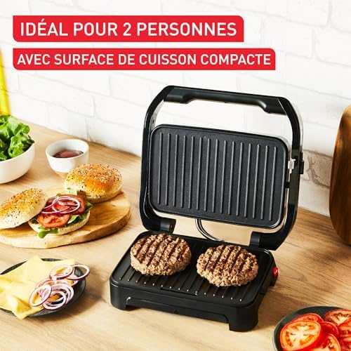 Tefal Gril et Machine à Panini, Inicio Compact GC270D10, Plaques Antiadhésives, Nettoyage Facile