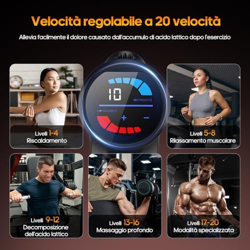 AERLANG Pistolet de Massage Musculaire, Modèle Silencieux avec Chaleur, 20 Niveaux Réglables
