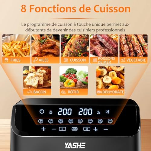 Friteuse à air 9L avec double tiroir et préréglages intelligents