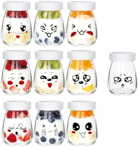 Pot de Yaourt en Verre 100ml avec Couvercle Hermétique, Petit Pot en Verre pour Multicuiseur