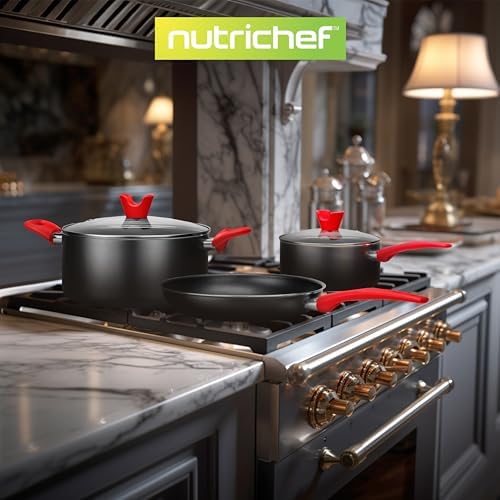 Batterie de Cuisine Antiadhésive 21 Pièces, Revêtement Durable, Poignées Confortables