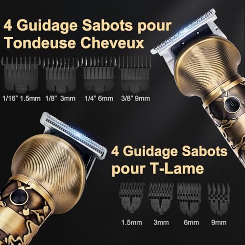 Tondeuse Cheveux et Barbe Professionnelle Sans Fil, USB Type-C, Kit Complet