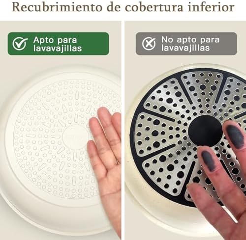 Batterie de Cuisine Antiadhésive en Céramique, Set de 7 Pièces, Blanc