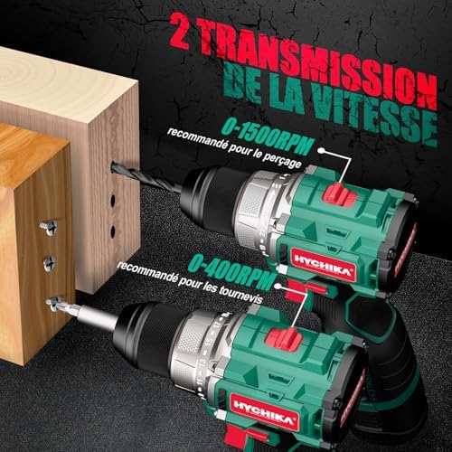 HYCHIKA BETTER TOOLS FOR BETTER LIFE Perceuse Visseuse sans fil NBT-CD-16.8A-BL, Moteur sans balais, 45Nm, 53 accessoires