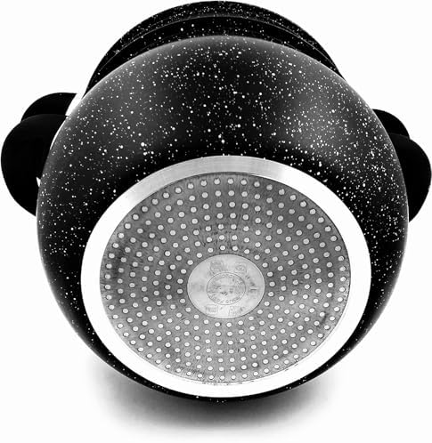 Couscoussier Induction 9L avec Revêtement Effet Pierre et Couvercle en Verre Trempé