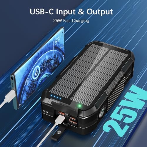 Chargeur Portable 70 000 mAh Batterie Externe Solaire avec Manivelle et 6 Sorties